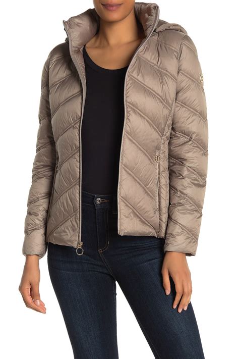 michael michael kors short packable hooded jacket|Michael Kors puffer jacket ladies.